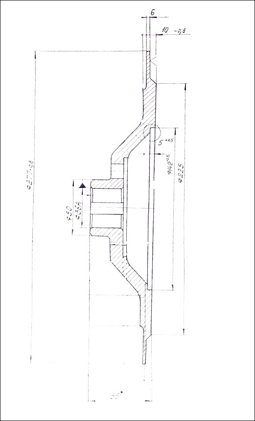 Диск тормозной 106-96А (ИМ 985561.002) грузоупорного тормоза 106-18А редуктора сб.106 чертеж Диск тормозной 106-96А (ИМ 985561.002) грузоупорного тормоза 106-18А редуктора сб.106 чертеж